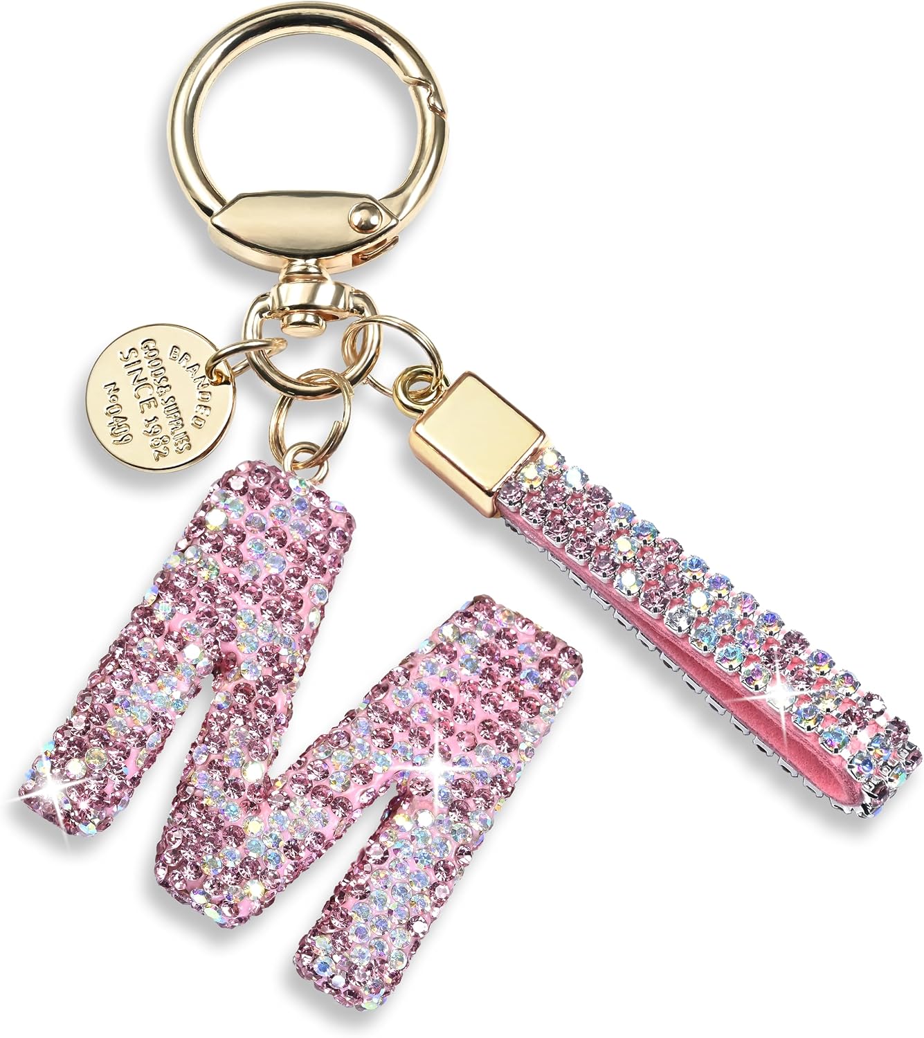 JINGUAZI Bling Initial Letter Keychain Bag Charms for Women | Sparkly cute lanyard accessories for handbags, purses, backpacks, car key small gifts for women