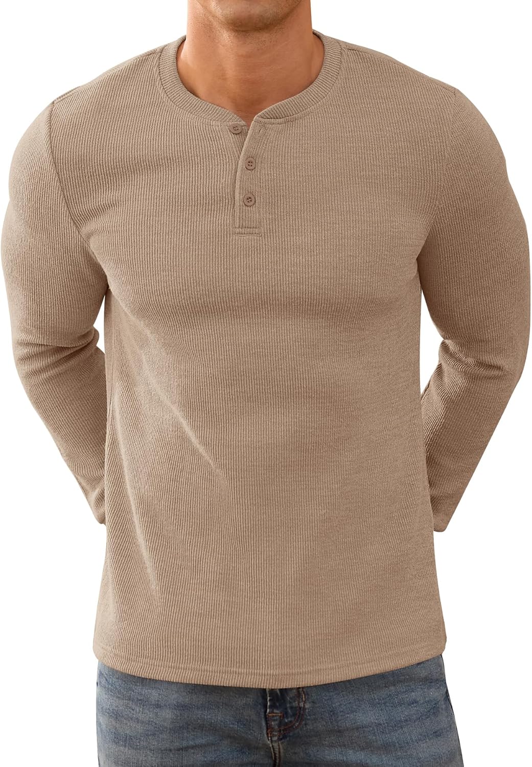 NITAGUT Men's Henley Shirts Long Sleeve Button T-Shirt Fashion Casual Pullover Shirt