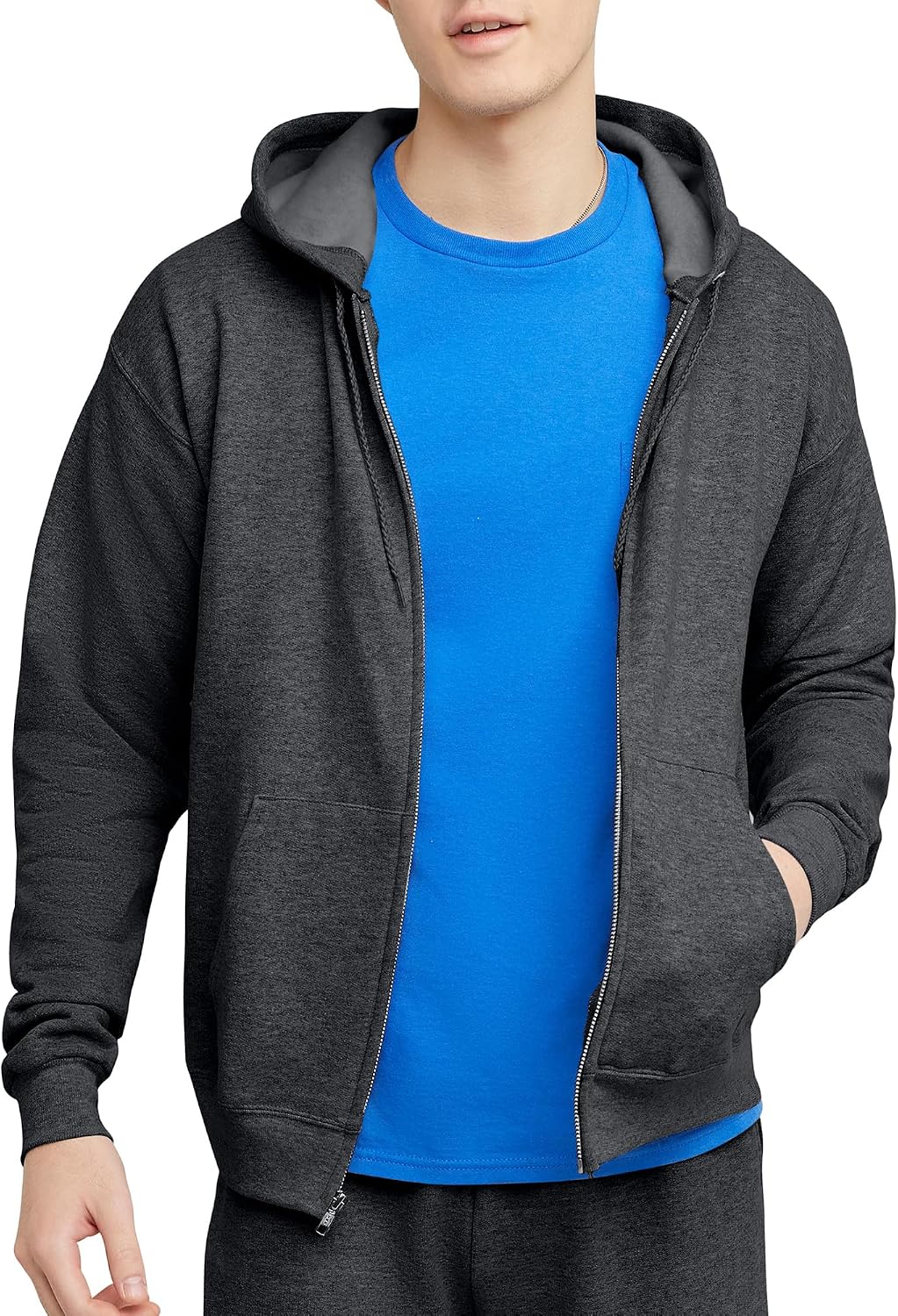 Hanes Men's Zip-up Hoodie, Ecosmart Fleece Full-zip Hoodie for Men, Hooded Sweatshirt