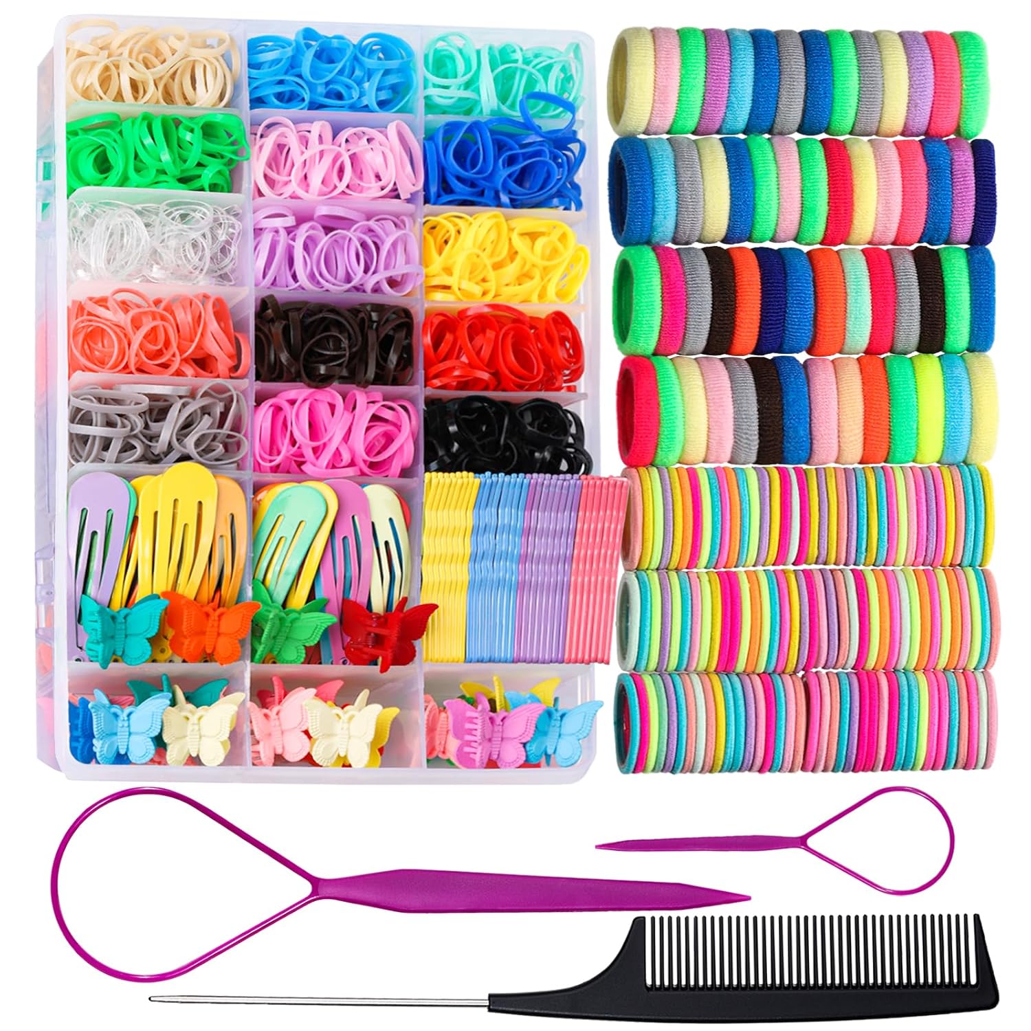 Teenitor Hair Rubber Bands Elastic Hair Ties, Hair Accessories for Girls, Colorful Rubber Bands for Hair Baby Hair Ties, Hair Elastic for Toddler Girls Kids Elastic Ties