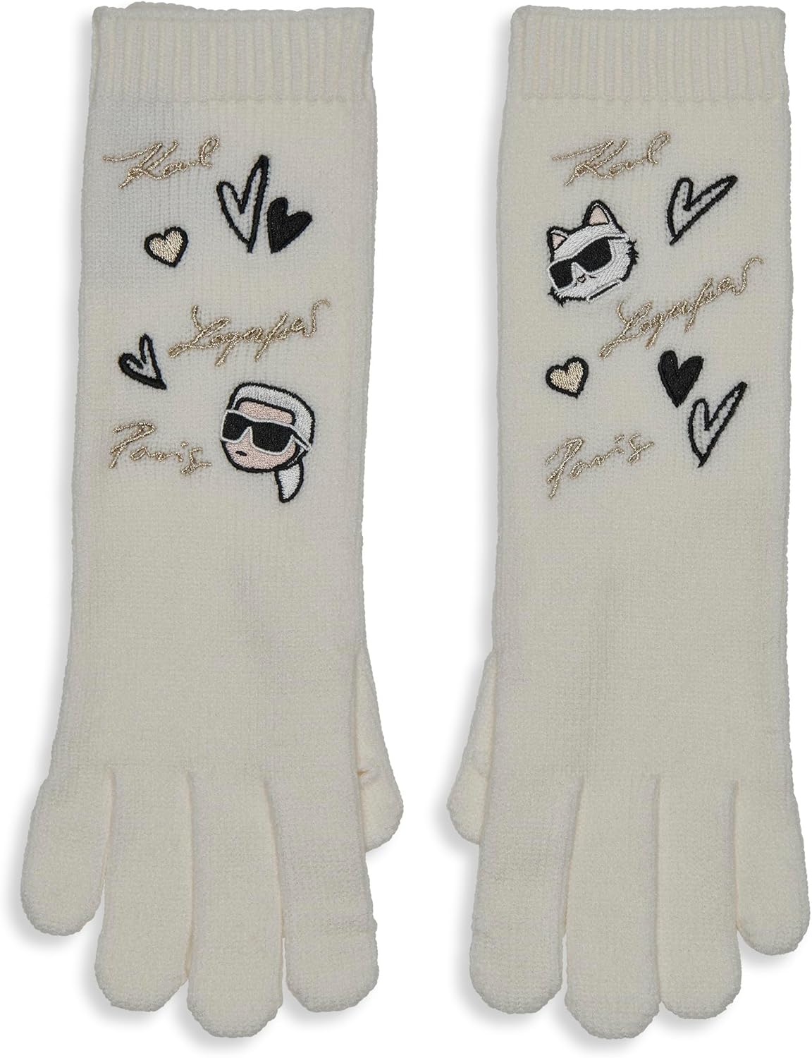 KARL LAGERFELD Women's Embroidered Karl Hearts Gloves