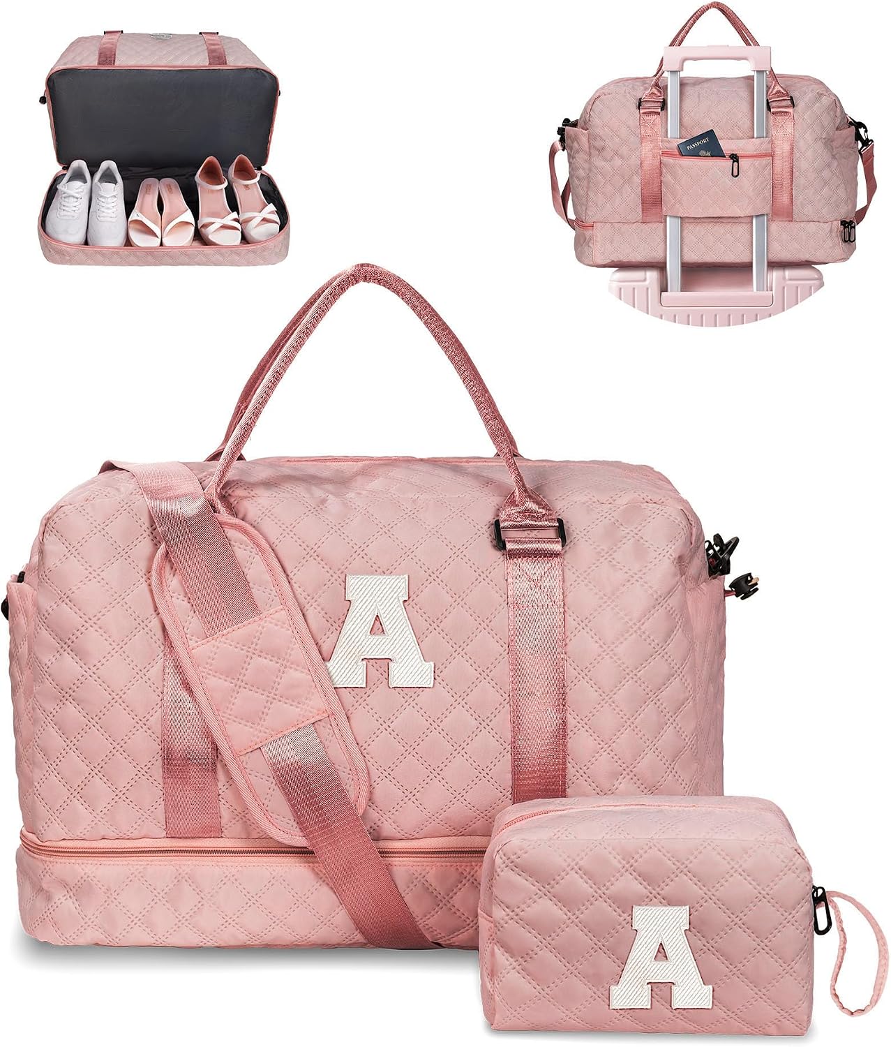 Teen Girl Gifts Trendy Stuff-Women Gift-Duffle Bags for Travel | Dance Bag for Girls,Overnight Bags with Shoe Compartment,Birthday Gifts,Travel Bag Women Graduation Gift for Kid(Letter A)