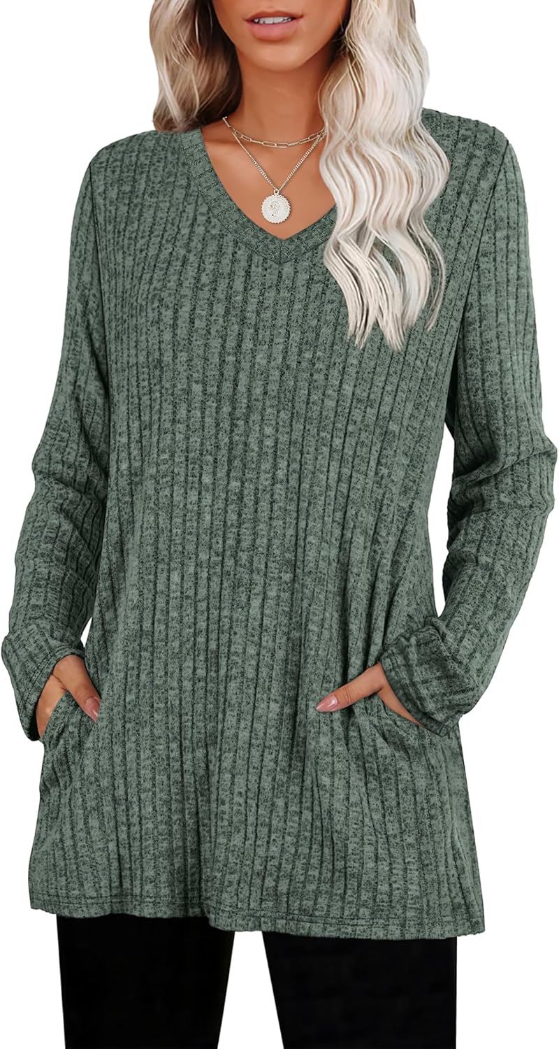 WIHOLL Womens Tops Fall Fahion 2025 Long Sleeve Shirts Casual Lightweight Tunic Sweaters Fashion Winter Clothing