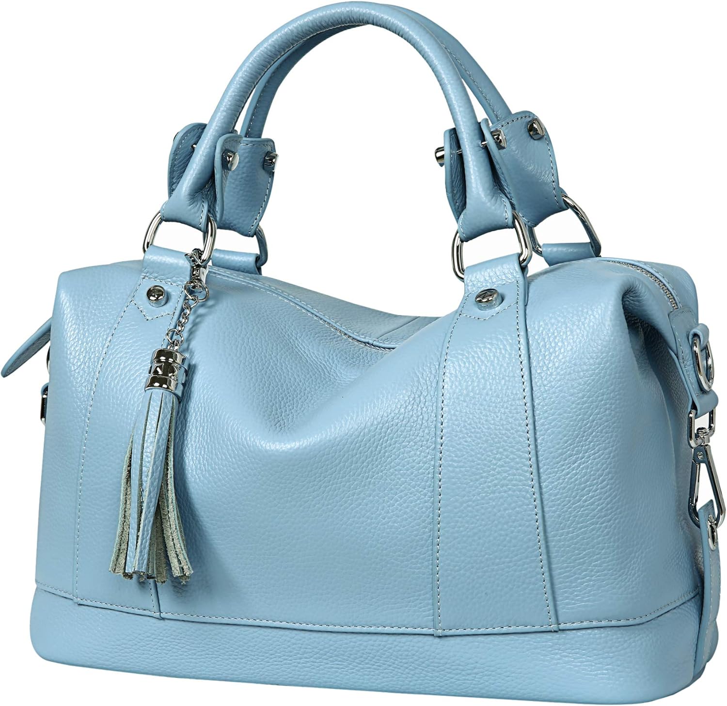 HESHE Genuine Leather Purse for Women Satchel Tote Bags Shoulder Handbags | Soft Top Grain Leather,Tassel,Large Capcity,Adjustable Long Strap,Roomy,Top Handle,Crossbody,Trendy,Travel,Work,Daily Use