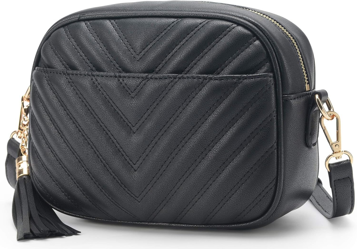 lola mae Quilted Crossbody Bag, Medium Lightweight Shoulder Purse Top Zipper Tassel Accent