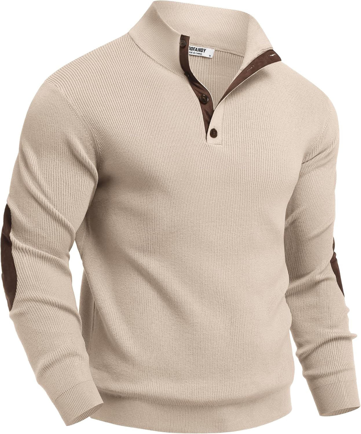 COOFANDY Mens Pullover Sweaters Long Sleeve Knit Quarter Button Sweater Mock Neck Casual Henley Sweater
