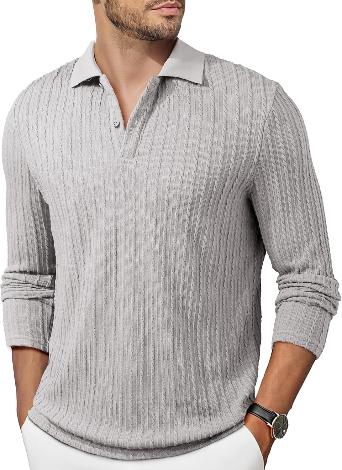 JMIERR Mens Casual Polo Shirt Summer Short Sleeve Vacation Button Beach Knit Stretchy Golf Shirts