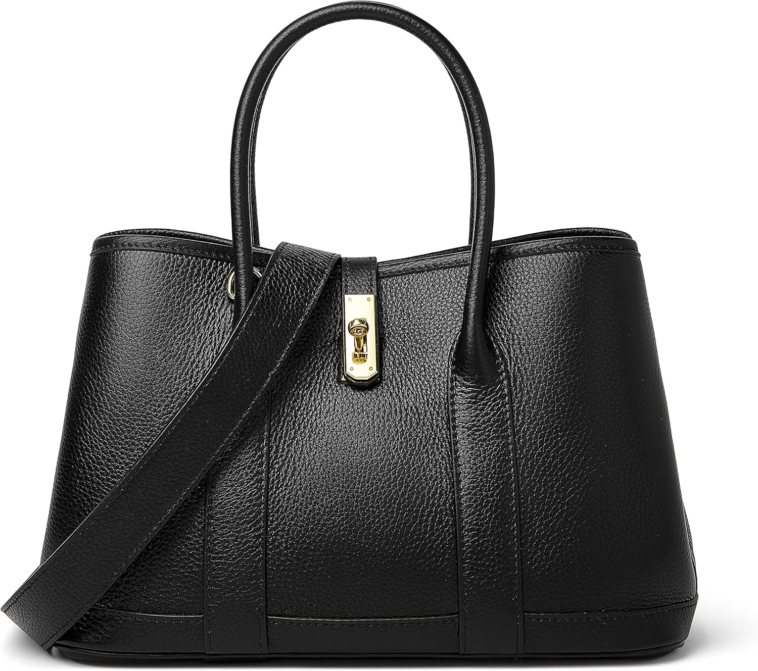 DORIS&JACKY Leather Top Handle Satchel Bag And Designer Tote Bag for Women | Fashion Medium Shoulder Purse with Twist Lock and Wide Strap, Genuine Leather Handbags For Formal Work Shopping Date Daily