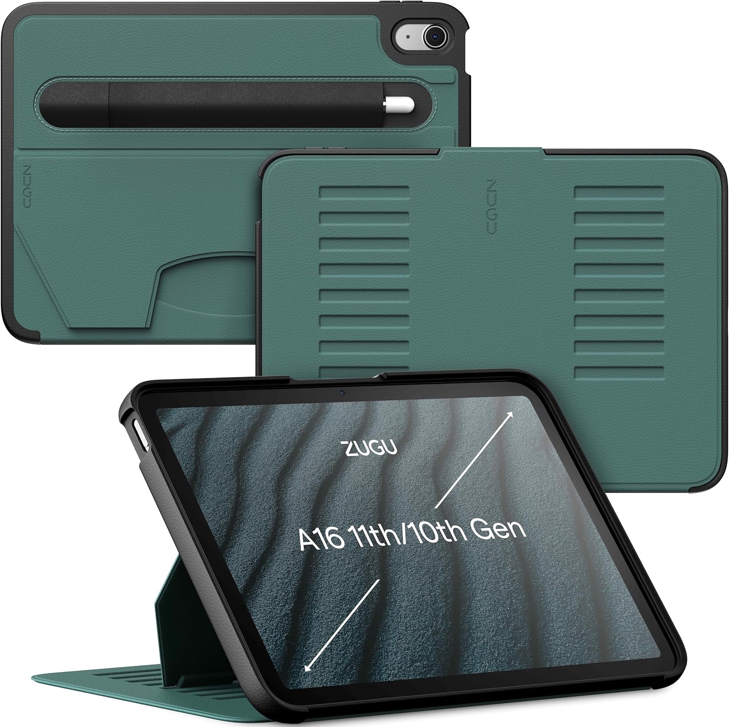 ZUGU Case for iPad 10th/11th Generation (A16) 10.9 inch 2022/2025 [Pine] | Ultra Slim Protective Cover, Apple Pencil Holder, Convenient 8-Angle Magnetic Stand, Auto Sleep/Wake Function