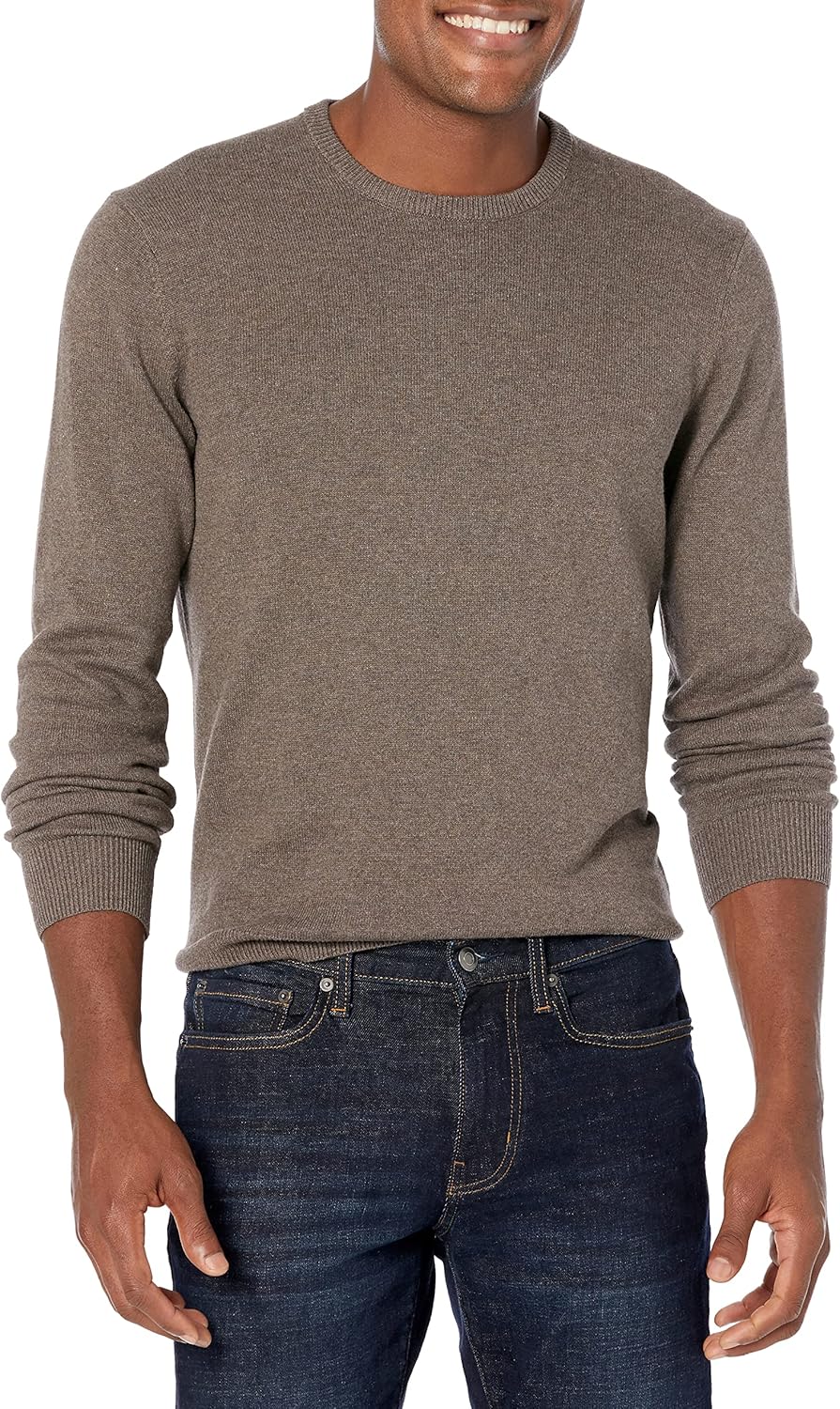 Amazon Essentials Men's Cable Knit Long-Sleeve Crewneck Sweater, 100% Cotton, Big & Tall Options Available
