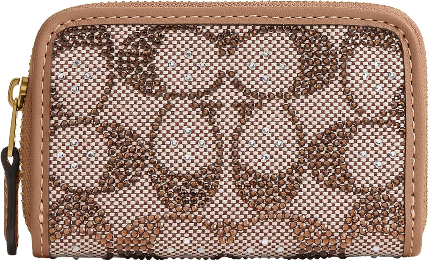 Coach Women's Crystal Signature Jacquard Essential Small Card Case, Mushroom, One Size