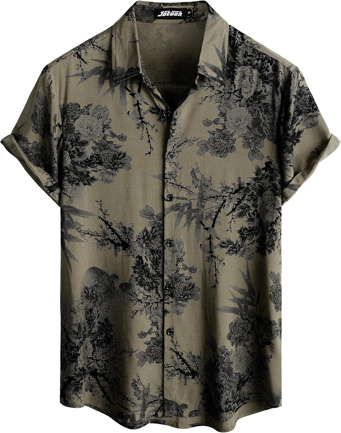 JOTOOK Mens Hawaiian Shirt Short Sleeve Button Down Tropical Shirts Casual Floral Summer Beach Shirt