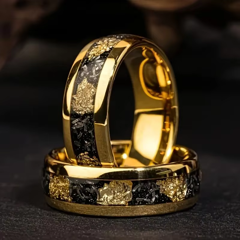 Fashion 8mm Men Stainless Steel Rings Inlay Meteorite Abalone Shell Rings For Men Women Wedding Engagement Band Jewelry Gift - AliExpress 36