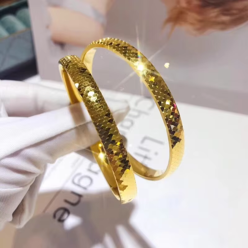 Premium Gold 9999 Fish Scale Bracelet Women's Gold Store Same Smooth Bracelet 24k Real Gold Honeycomb Face Jewelry