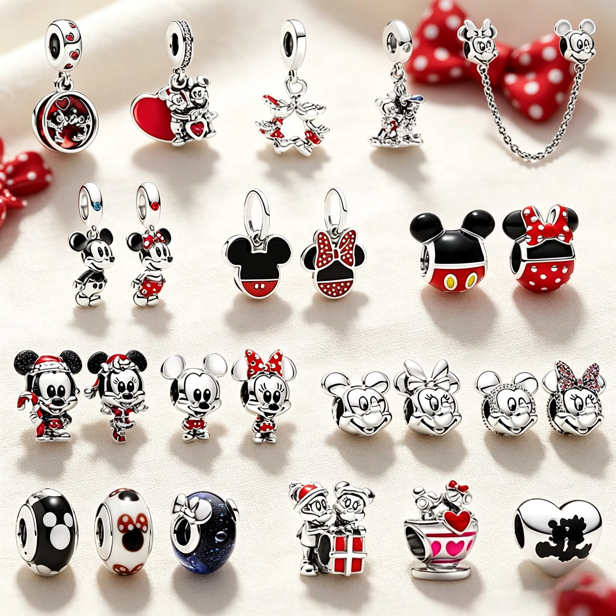 Disney Mickey and Minnie Donald Duck Charm Beads Pendant Fit Original Snake Silver Bracelet Necklace Beads for Diy Jewelry Gift - AliExpress 36