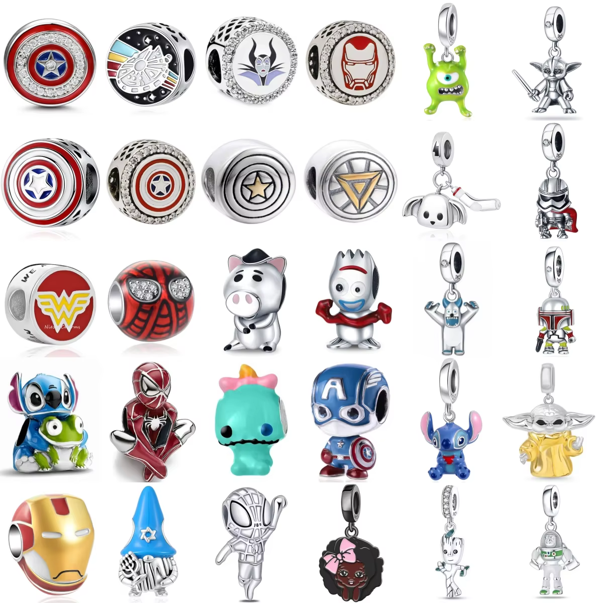 925 Silver Cartoon Super Hero Space Alien Beads Charms Fit Original Bracelet DIY Jewelry Making Accessories - AliExpress 36