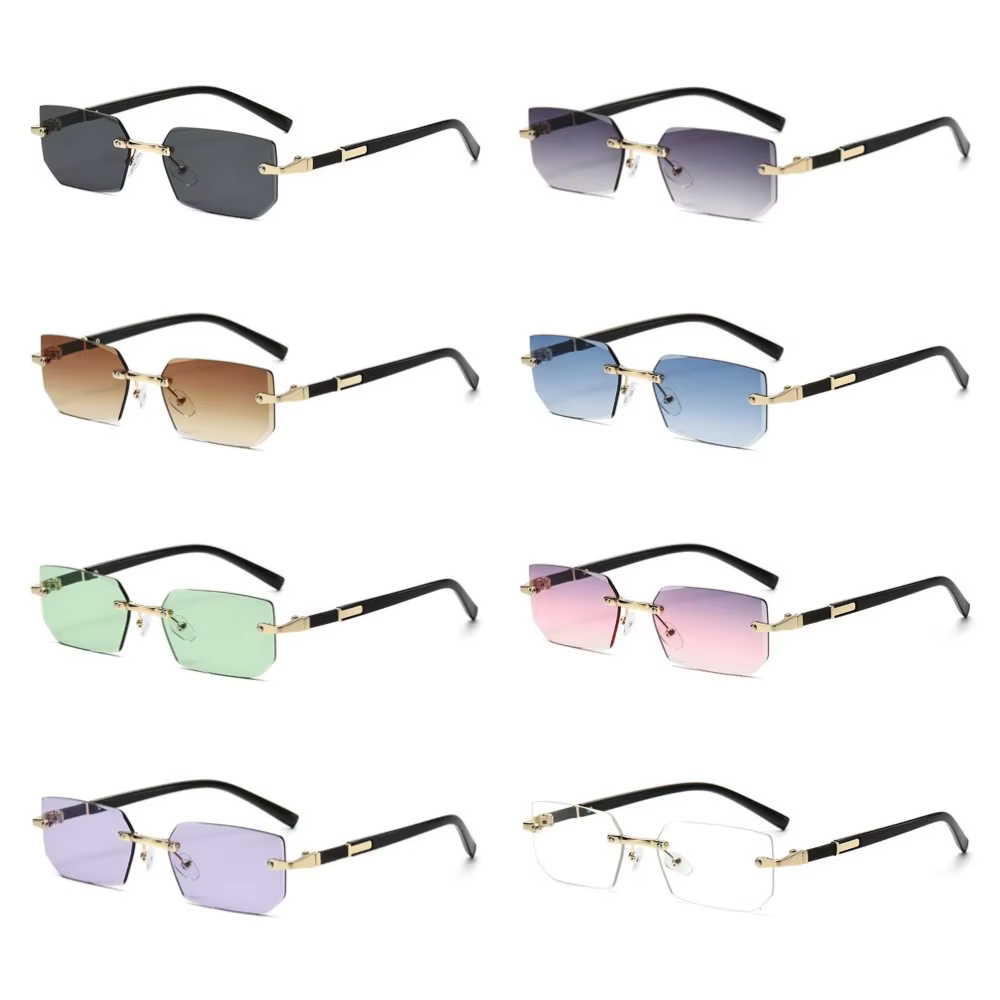 Rimless Cut Edge Rectangle Sunglasses Unisex Frameless Eyewear Designer Fashion Vintage Square Shade Y2k Sun Glasses Goggles - AliExpress 200000297