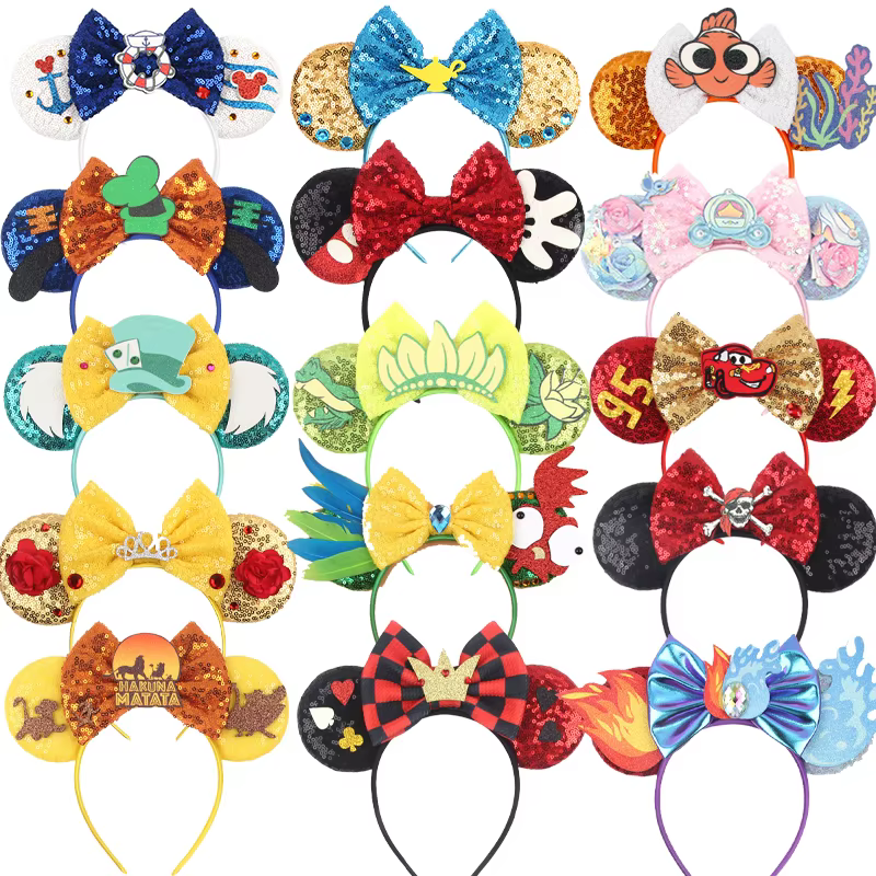 2025 New Style Mickey Minnie Ear Headband Sequin Bows Girl Adult Kids Halloween Party Cosplay Hair Accessories Princess Hairband - AliExpress 200000297