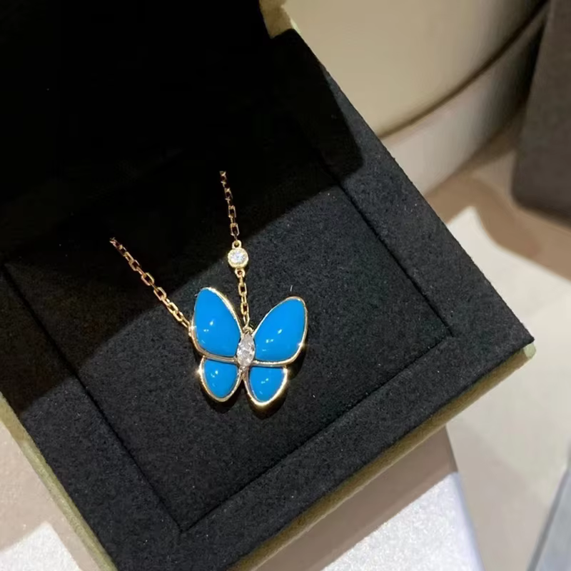 Natural Crystal Blue Stone Butterfly Pendants Necklaces for Women Fashion Classical Top Jewelry   Z364 - AliExpress 36