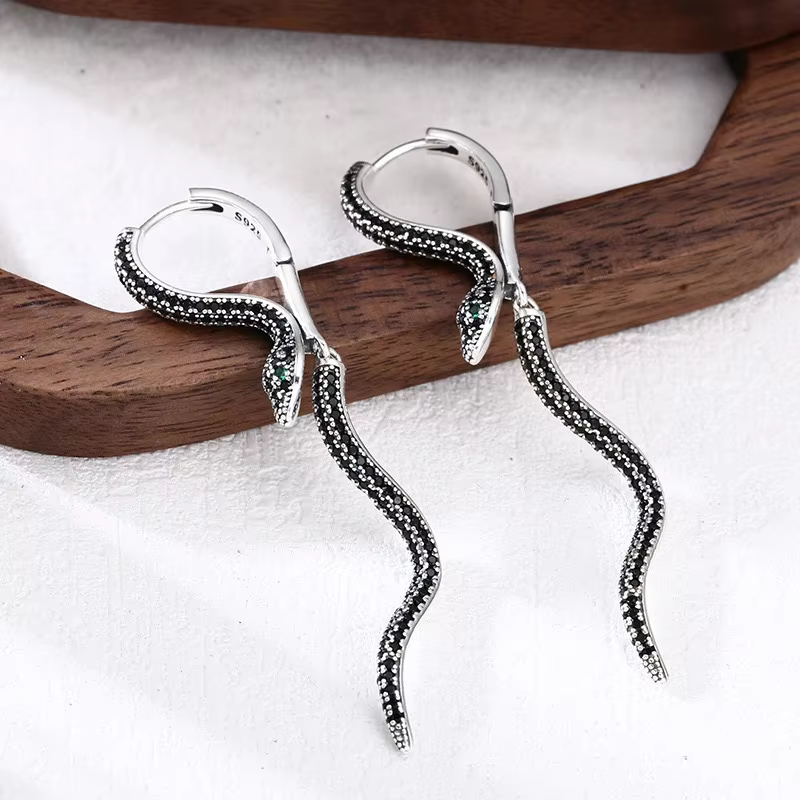 925 Sterling Silver Vintage Square Earrings For Women Trendy Retro Snake Earring Jewelry Prevent Allergy Party Accessories Gift - AliExpress 36