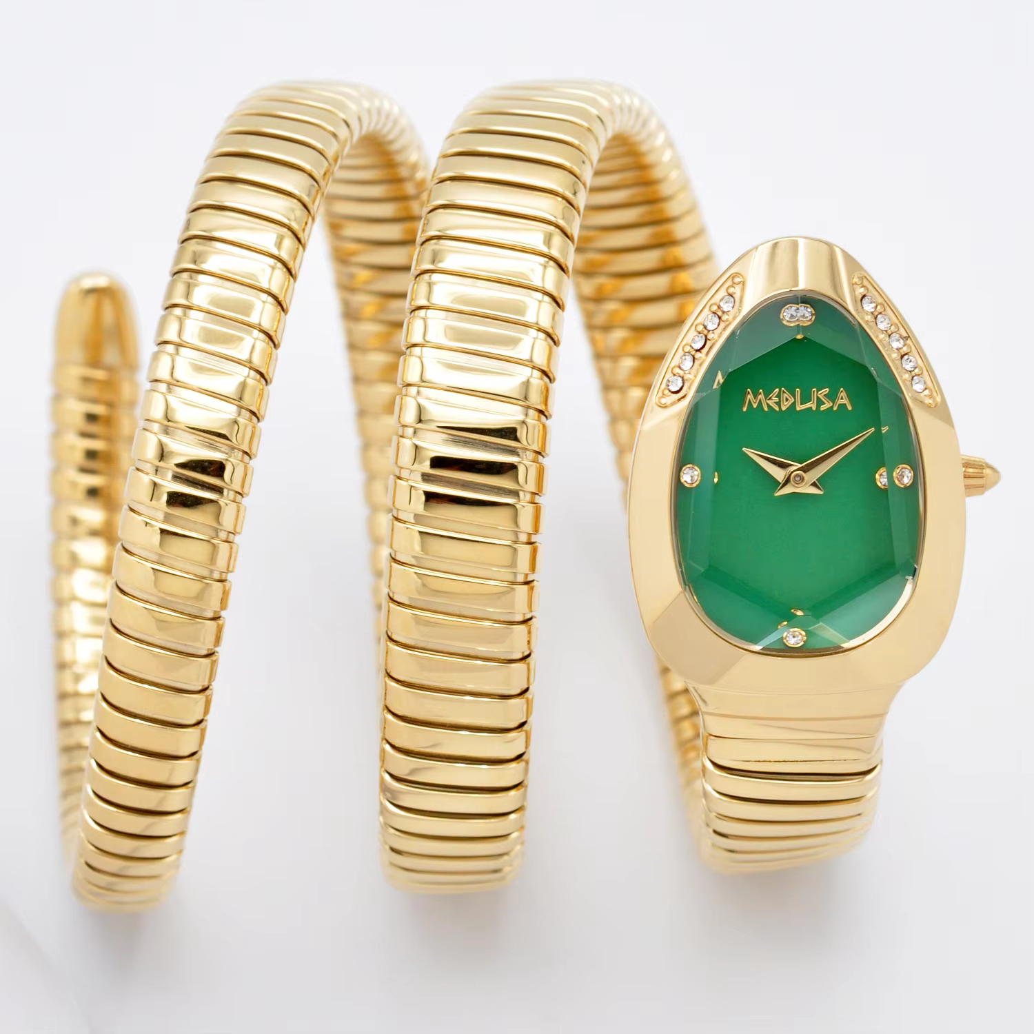 2026 High Quality Gold Diamond Set Snake Shaped Dress Watch Bangle Style Fashionable Unique Brand Same Style Women's Wristwatch