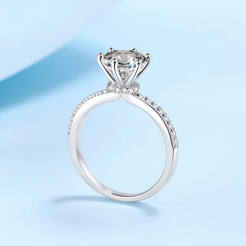 Classic Six Prong Ring for Women 2ct Moissanite PT950 Platinum Brightening Noble Look Confident Aura Jewelry