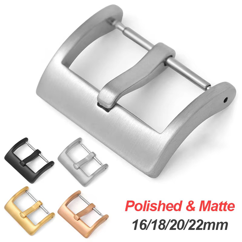 16 18 20 22mm Watch Band Metal Buckle Strap Solid Square Button Stainless Steel Matte Polished Clasp Silver Black Watch Buckles - AliExpress 1511