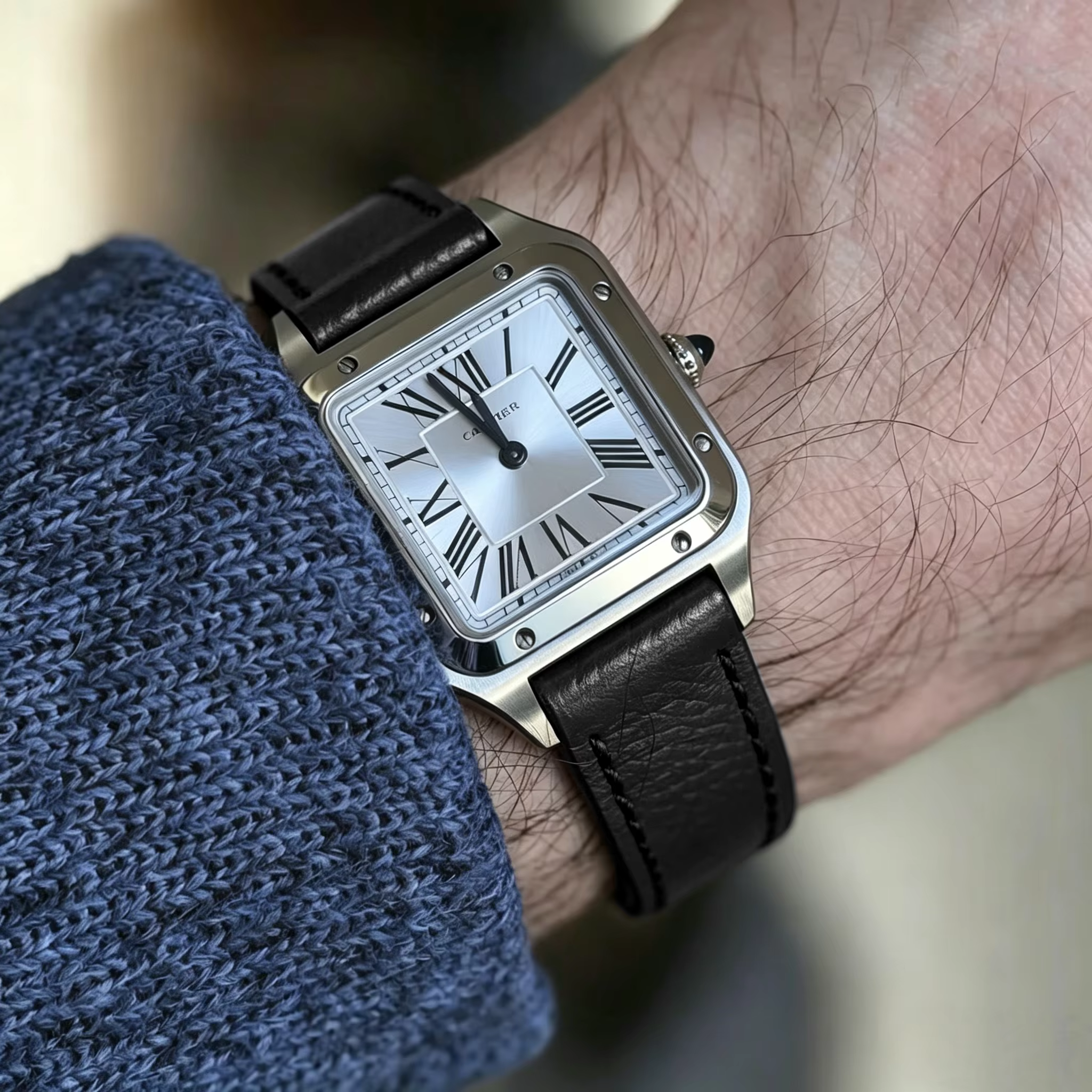 Genuine Palm Print Cowhide Leather Watch Strap Fit For Cartier Santos Dumont 15.5mm 17.5mm 19mm With Steel Quick Release - AliExpress 1511