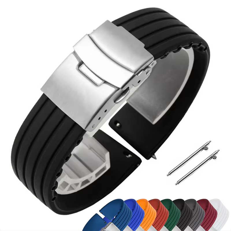 Silicone Rubber Watch Strap Deployment Buckle Band 18mm 20mm 22mm 24mm for Omega Watch Replace Strap for Seiko Sport Straps - AliExpress 1511
