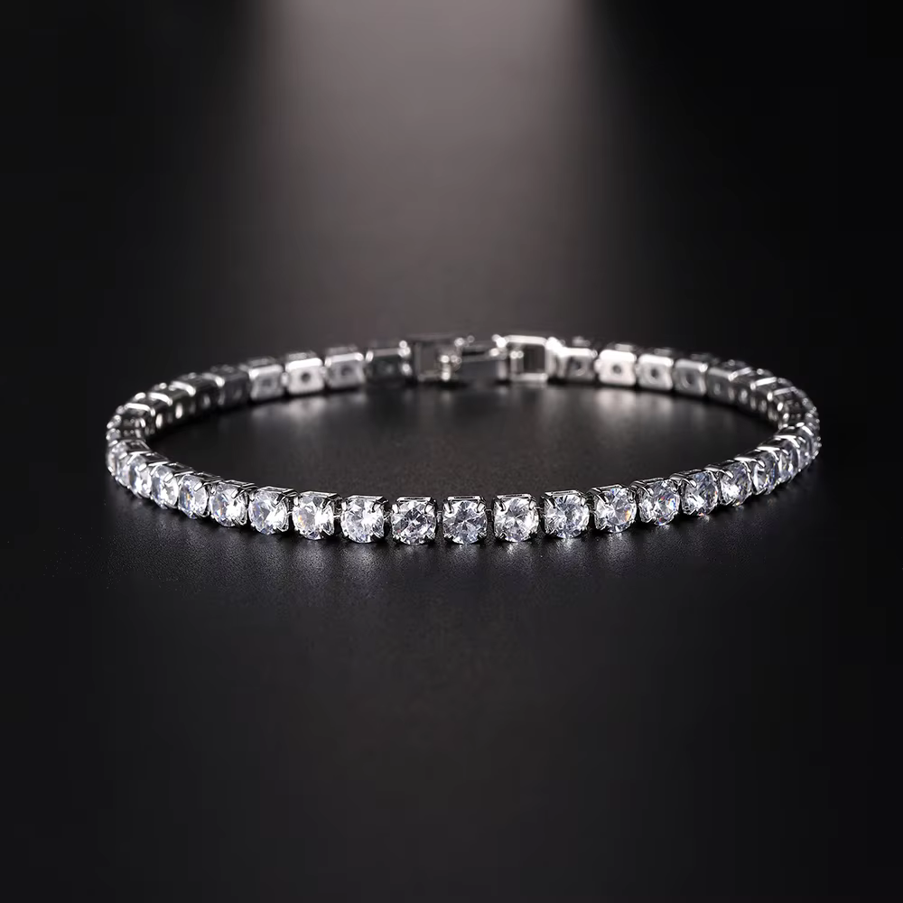 Luxury Hiphop Iced Out 4mm Cubic Zirconia Crystal Tennis Bracelets For Women Men Gold Color Silver Color Bracelet Chain Jewelry - AliExpress 36