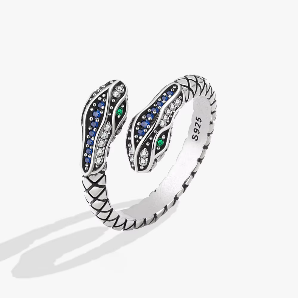 100% 925 Sterling Silver Rings For Women Snake Shape Green Eye Simple Trendy Retro Open CZ Anillos Party Gifts Accessories - AliExpress 36