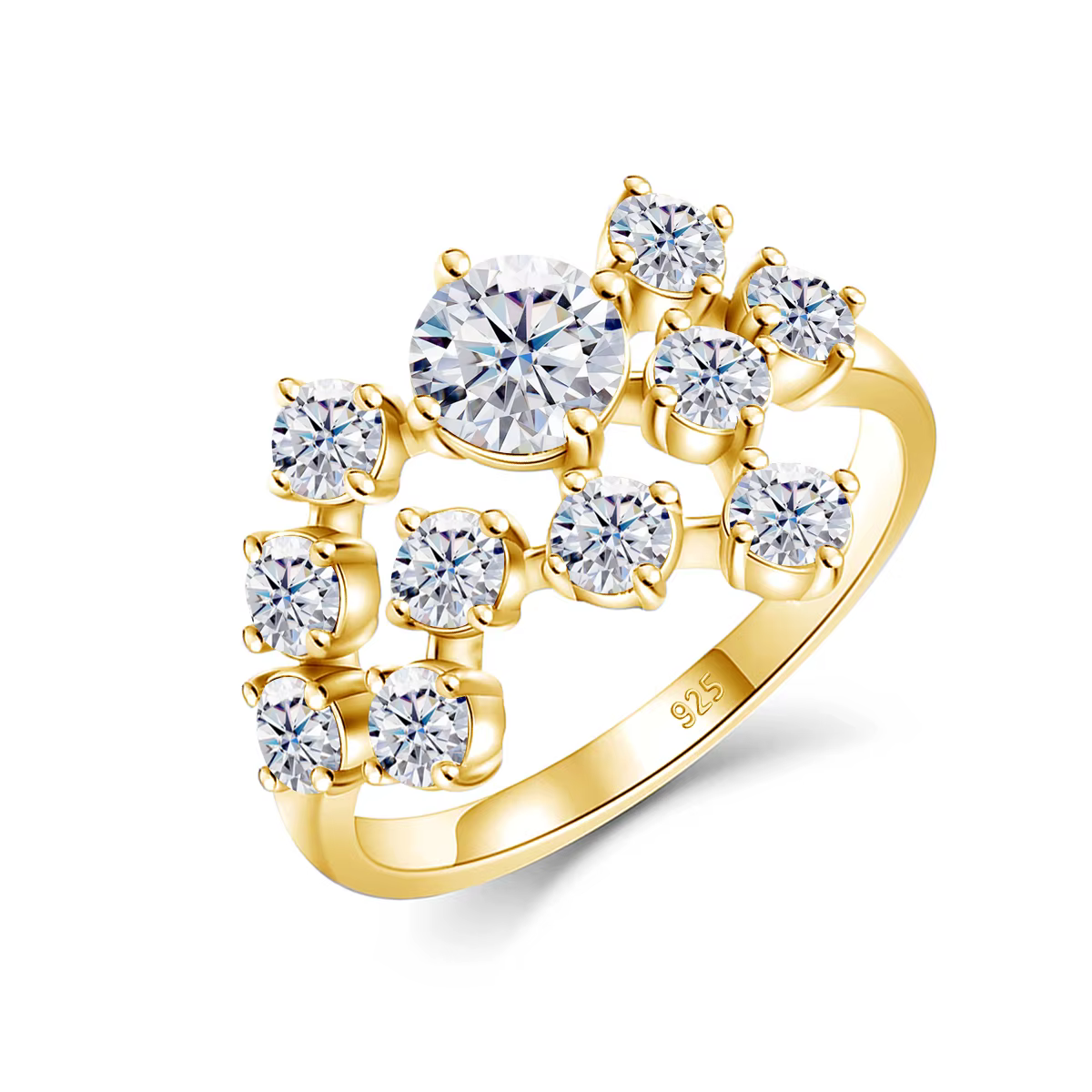 Szjinao Certified Total Is 1.5ct Full Moissanite Ring Woman With Many Stones Silver Infinity Trend Jewelry For Engagement New In - AliExpress 36