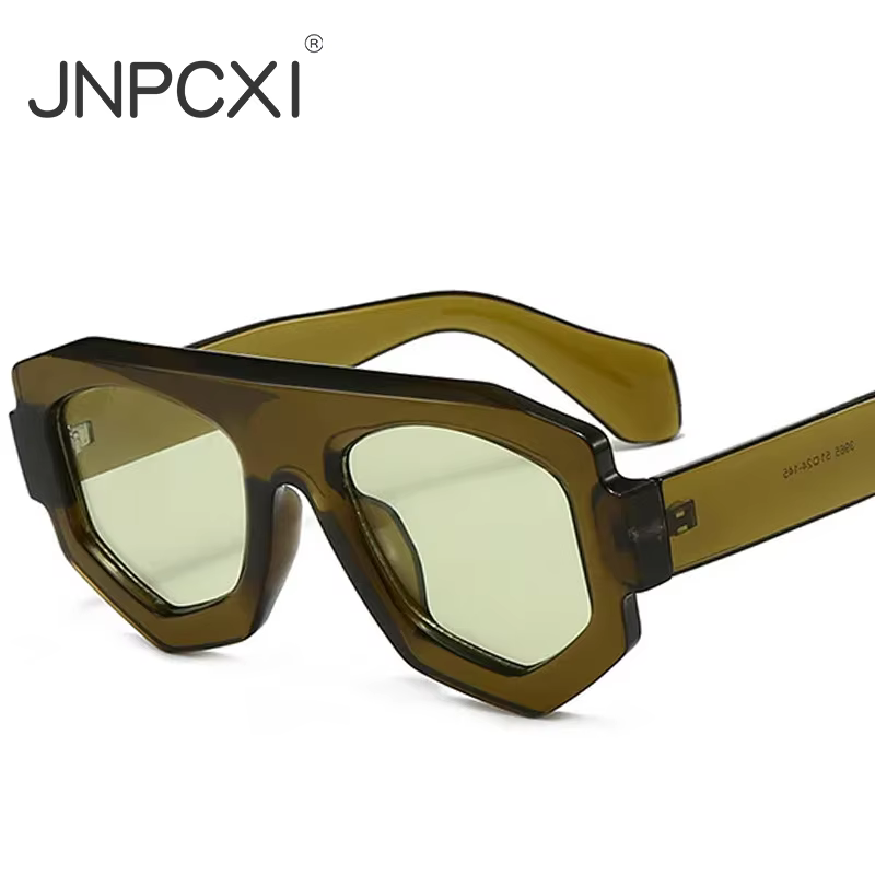 JNPCXI New Fashion Irregular Square Women Sunglasses Shades UV400 Retro Green Men Sun Glasses