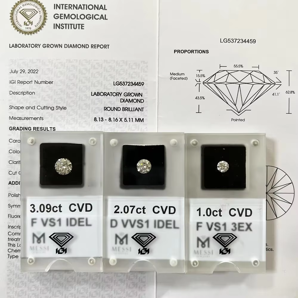 Mishang Jewelry IGI Certificate Round Brilliant Lab Grown Diamonds 2ct 3ct 4ct 4.5ct 5ct 6ct Lab Created Diamond Wholesales