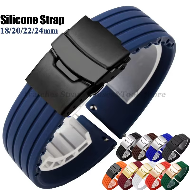 18mm 20mm 22mm 24mm Quick Release Silicone Watchband for Huawei Watch GT4/GT3 46mm for Seiko for Omega for Fossil Rubber Straps - AliExpress 1511