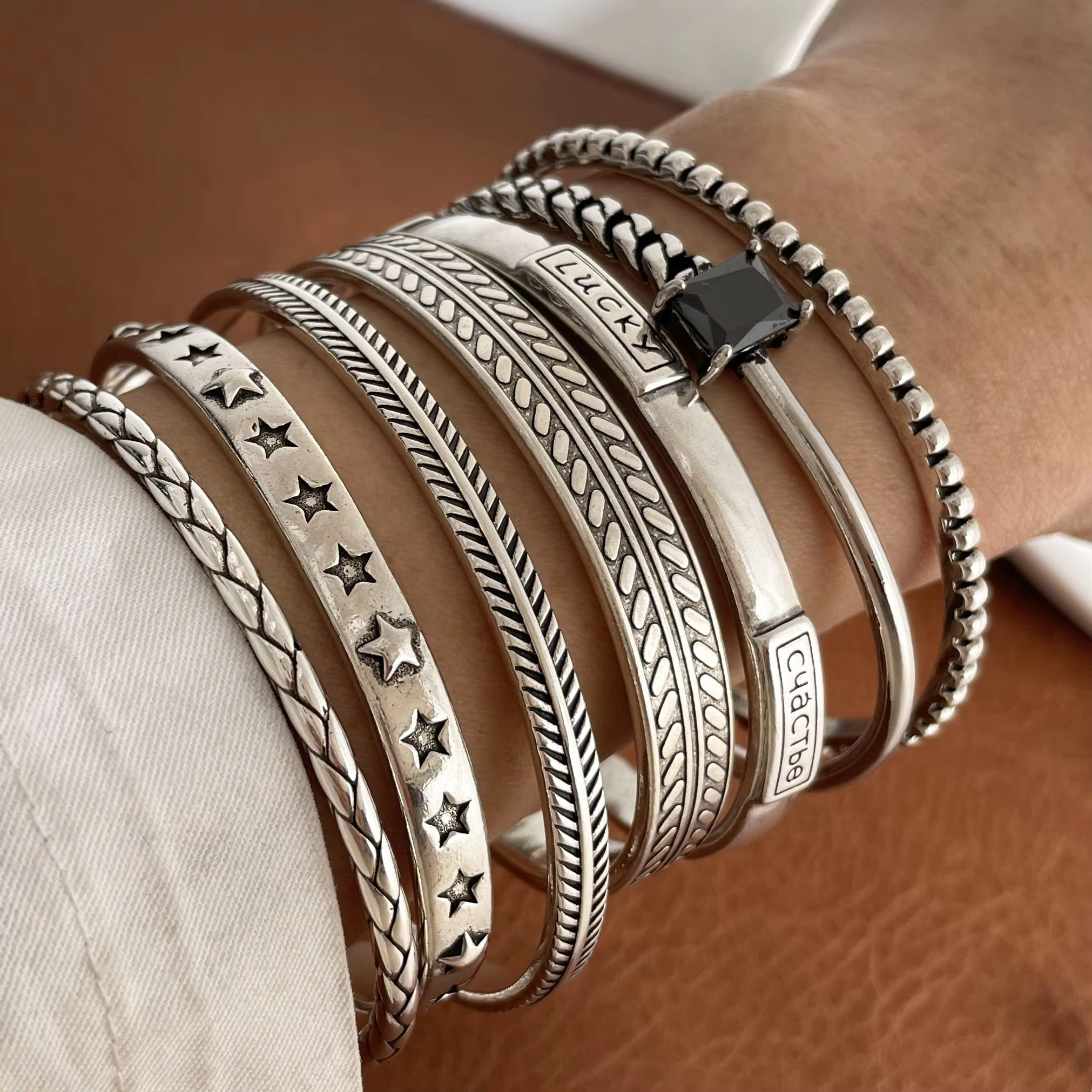100% Solid 925 Sterling Silver Metal Bracelet for Women Vintage Handmade Simple Retro Black Stone Bracelet Birthday Gift Party - AliExpress 36