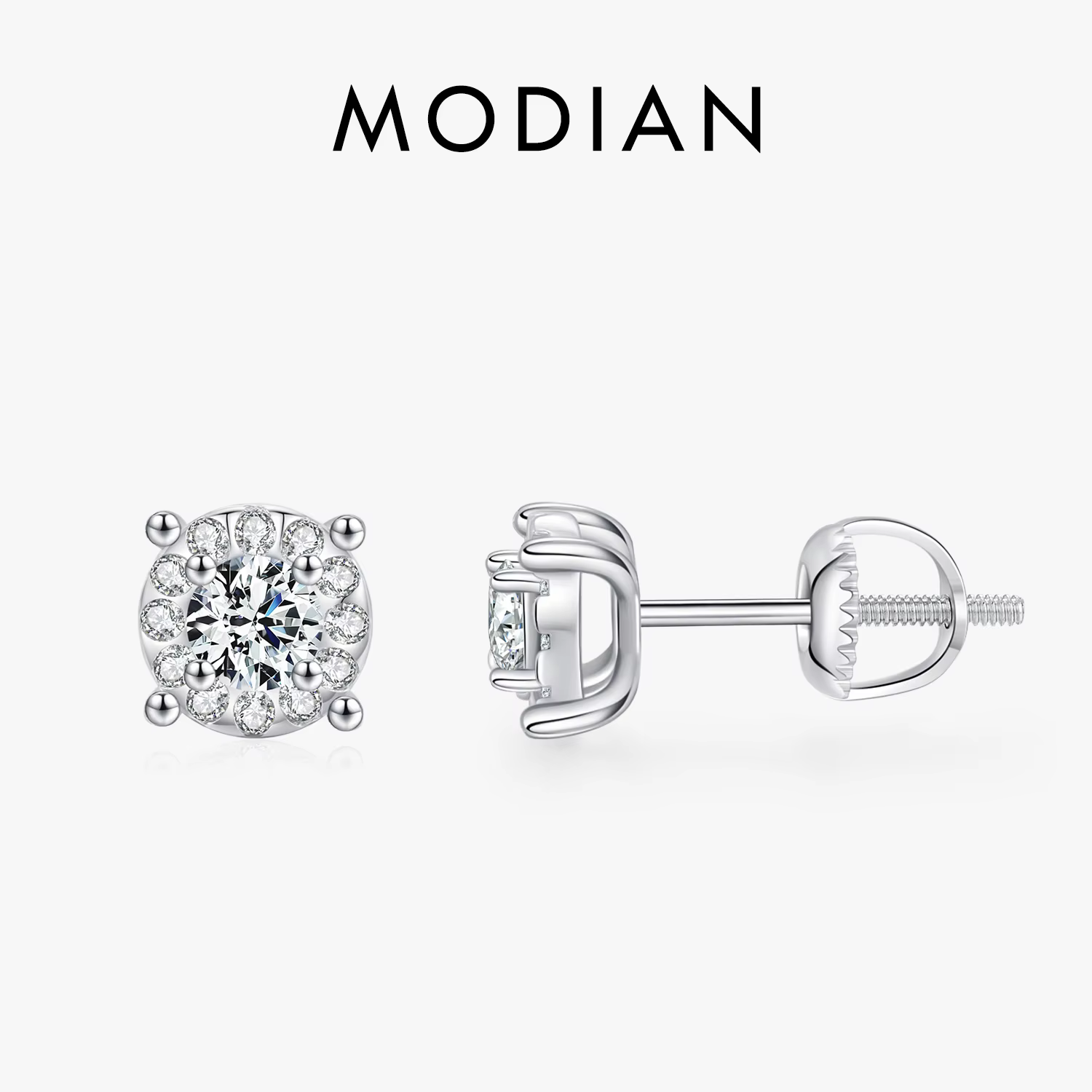 MODIAN D Color Moissanite Stud Earrings Round Cut Lab Created Diamond 925 Sterling Silver Silver Bridal Jewelry For Women Gifts - AliExpress 36