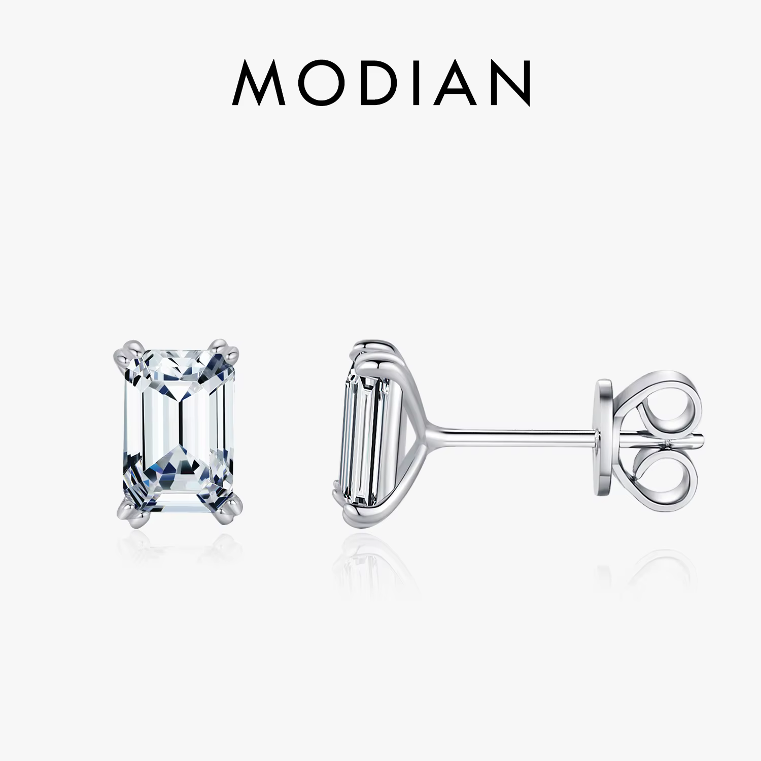 MODIAN 925 Sterling Silver Simple Emerald Cut CZ Stud Earrings Hypoallergenic Earrings For Women Wedding Engagement Fine Jewelry - AliExpress 36