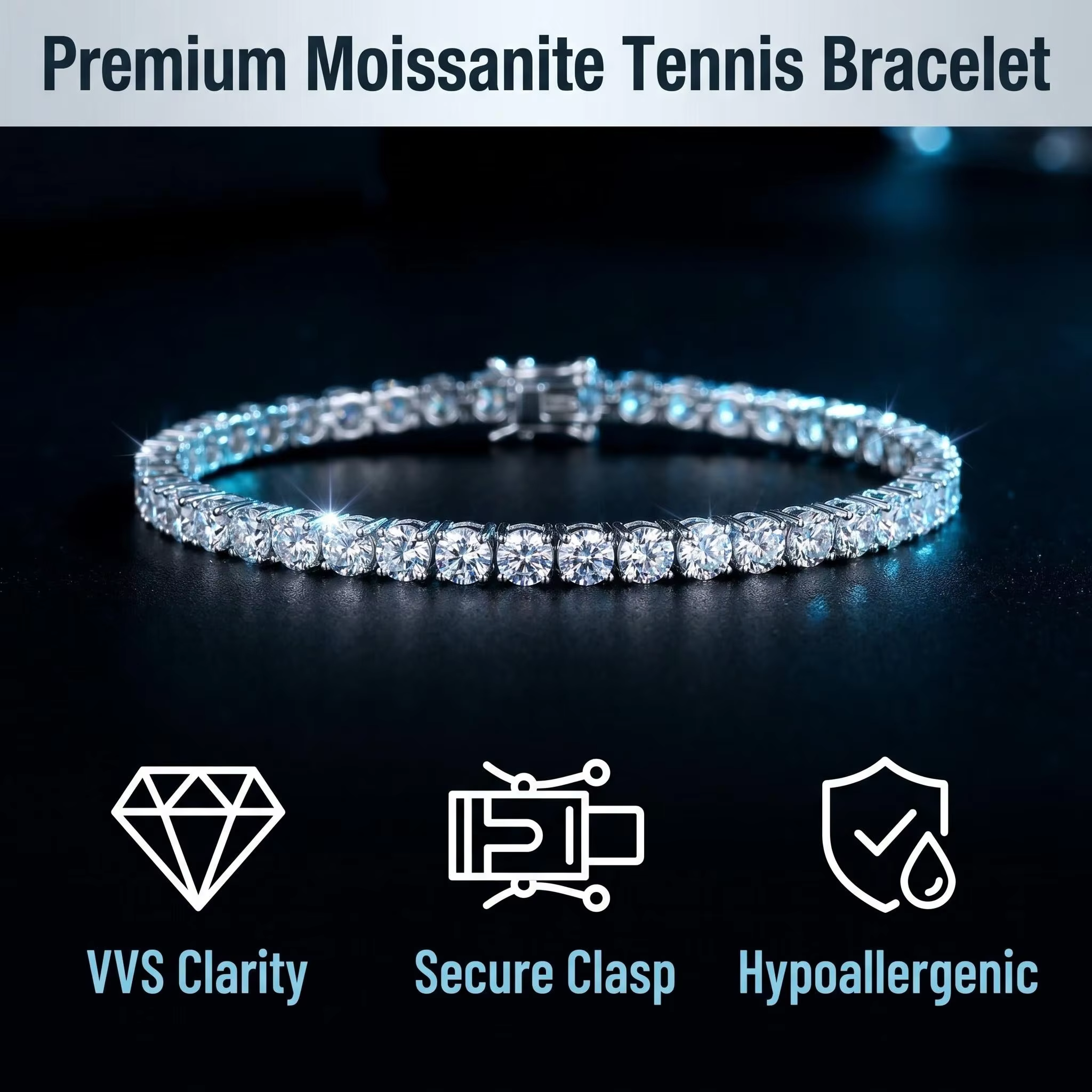 D VVS1 Moissanite Tennis Bracelets S925 Sterling Silver for Women Man High Quality Wedding Jewelry Accessories Fashion Gifts