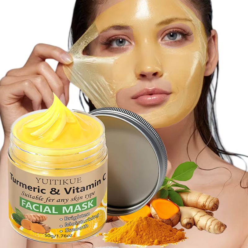 YUITIKUE Turmeric & Vitamin C Face Mask - Brightening, Moisturizing & Smoothing Formula for All Skin Types