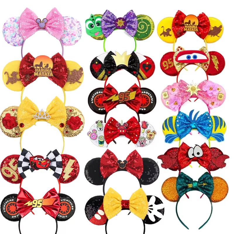 2026 New Style Mickey Minnie Ear Headband Sequin Bows Girl Adult Kids Halloween Party Cosplay Hair Accessories Princess Hairband - AliExpress 200000297
