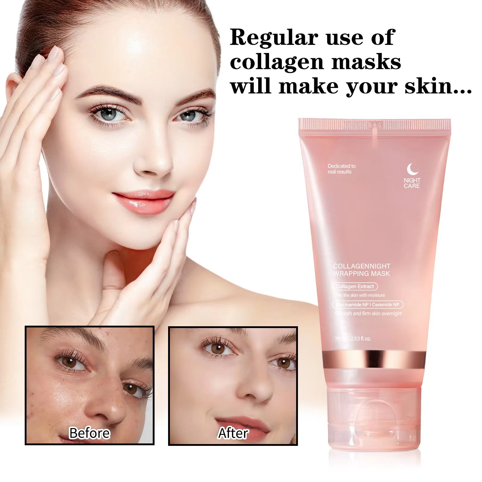 Collagen Night Mask 75ml Overnight Skin Wrap for Deep Hydration Firming Skin Glow Sleep Mask Hydrating Face Mask - AliExpress 66
