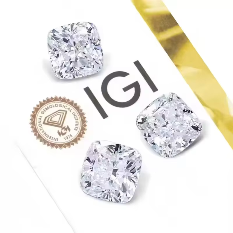 0.5ct 1ct 1.5ct 2ct 2.5ct 3ct 5ct With IGI Certificate Lab Grown Diamonds Cushion Shape HPHT CVD Lab Created Diamond Wholesales