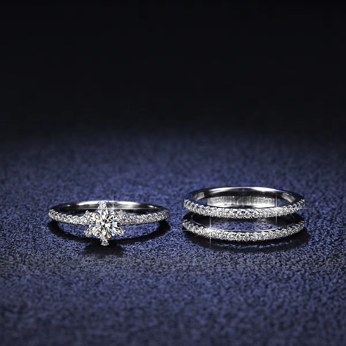Triple Row Band Ring 0.5ct Moissanite PT950 Platinum - Triple-row sparkle, 0.5ct delicate design, daily versatile jewelry