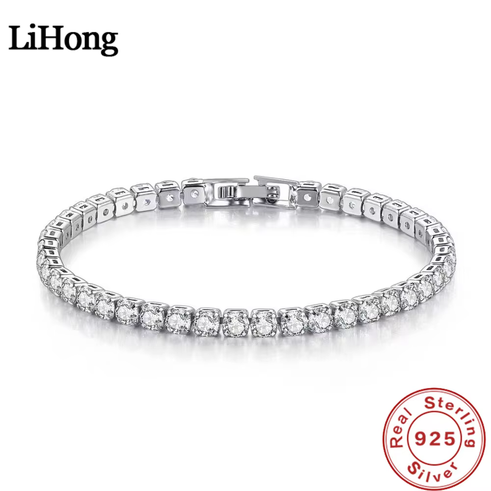 Lihong S925 Sterling Silver Bracelet Zirconia Tennis Ball Women Fashion Simple Engagement Wedding Charm Jewelry 4mm 16-20cm - AliExpress 36