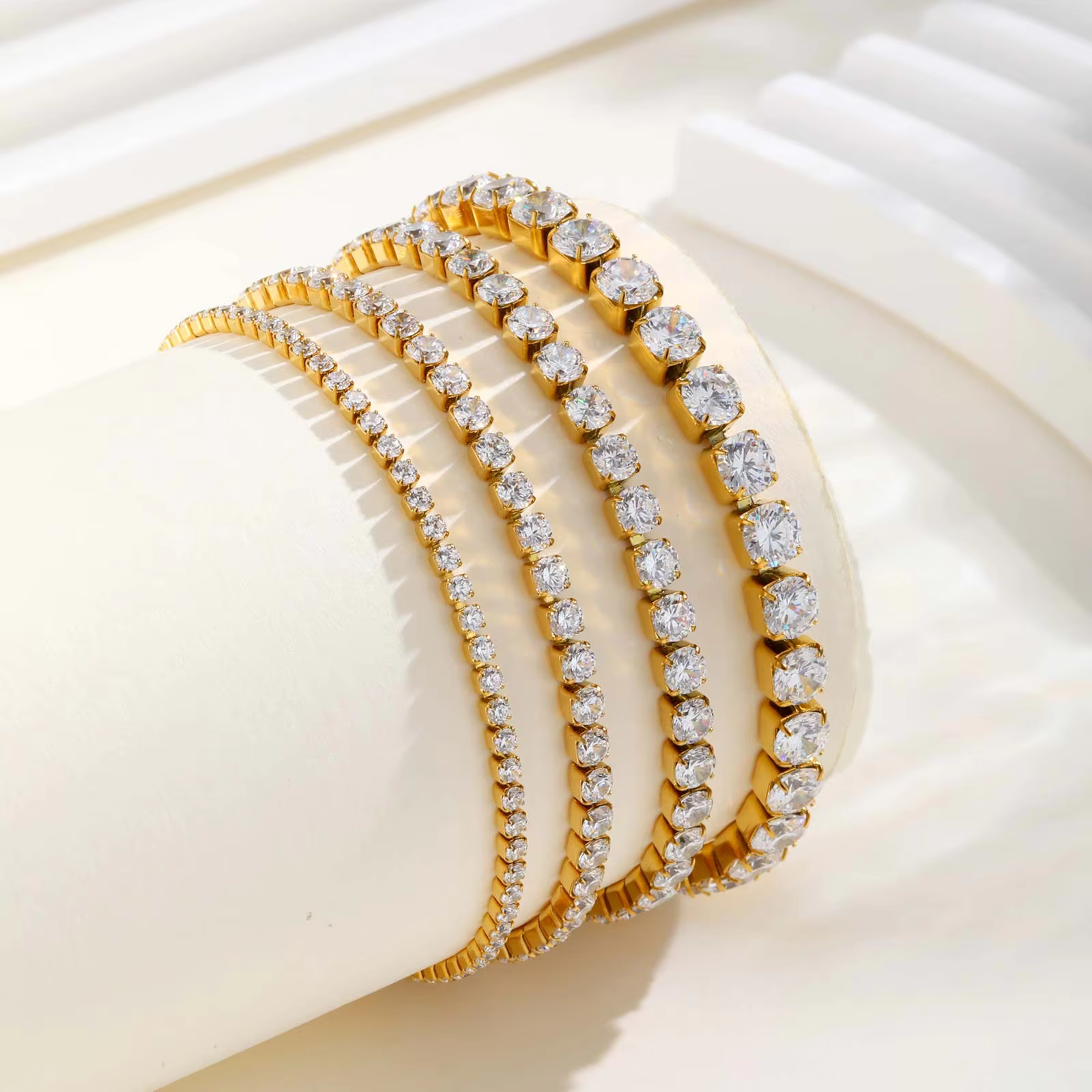 Classic Charm Tennis Bracelet for Women, AAA Zircon Stainless Steel Chain Bracelet, Wedding Birthday Party Jewelry Waterproof - AliExpress 36