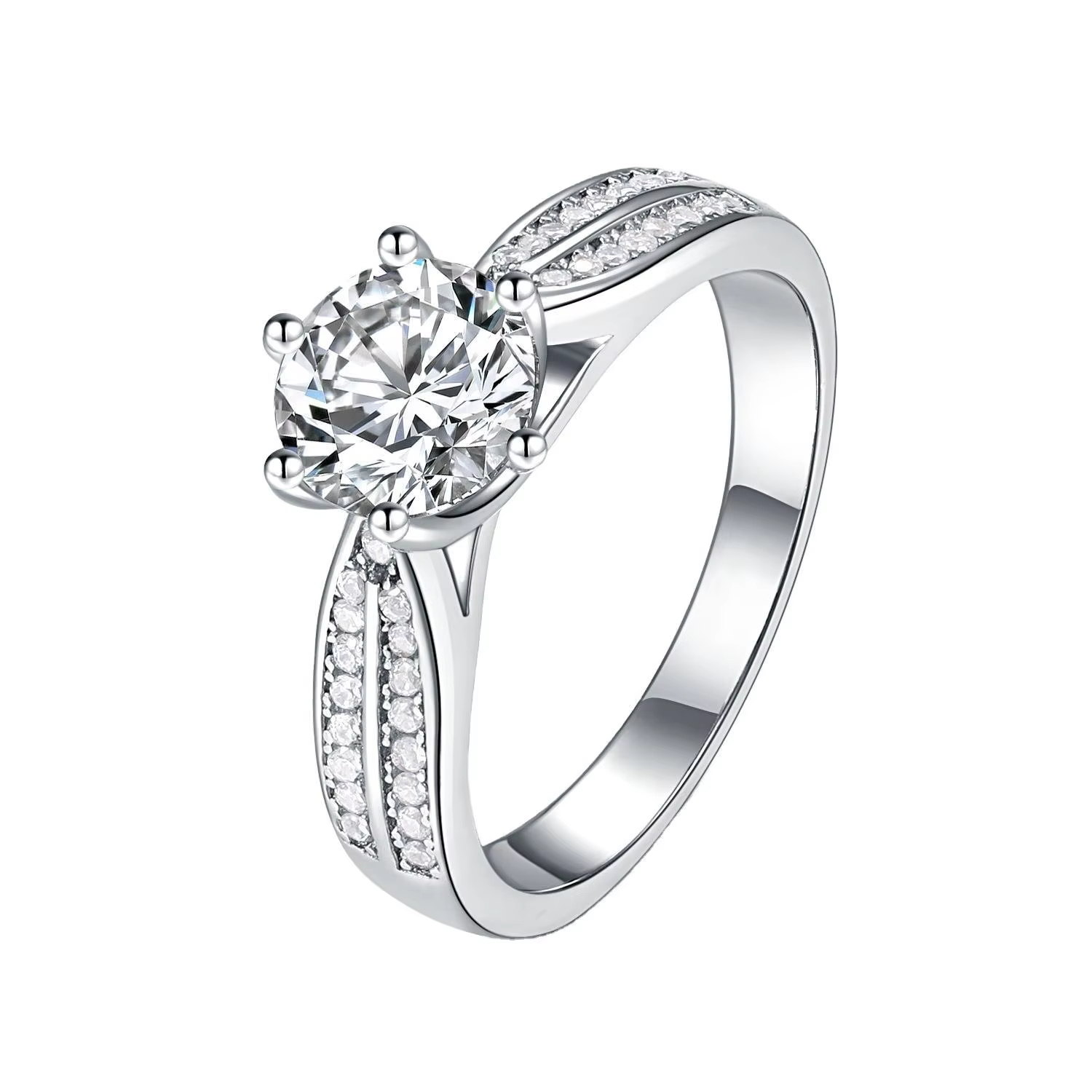 PT950 Platinum 3Ct Moissanite Starlight Queen Ring for Women Six-Claw Setting Allergy-Resistant Light Luxury Royal Style