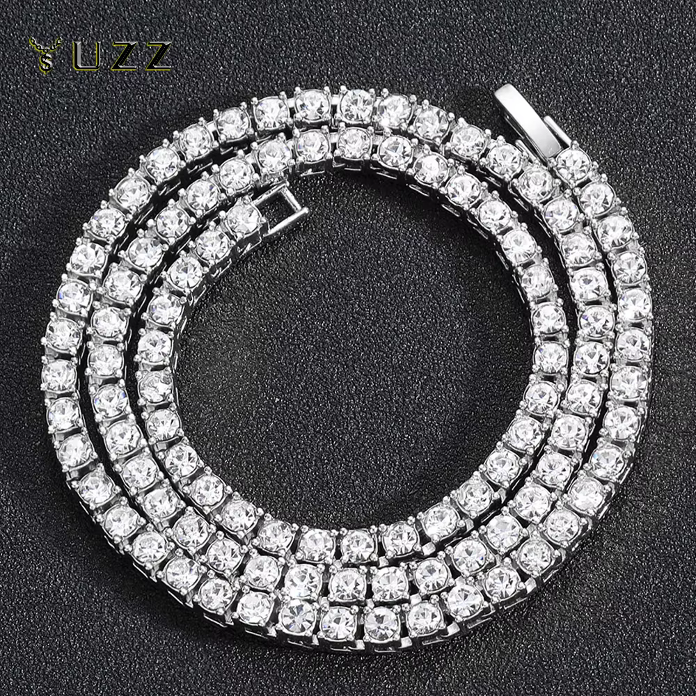 Hip Hop 5MM Tennis Chain Iced Out Bracelet Necklace Men Fashion Silver Color Tennis Jewelry Chains Women 20inch Choker Punk Gift - AliExpress 36