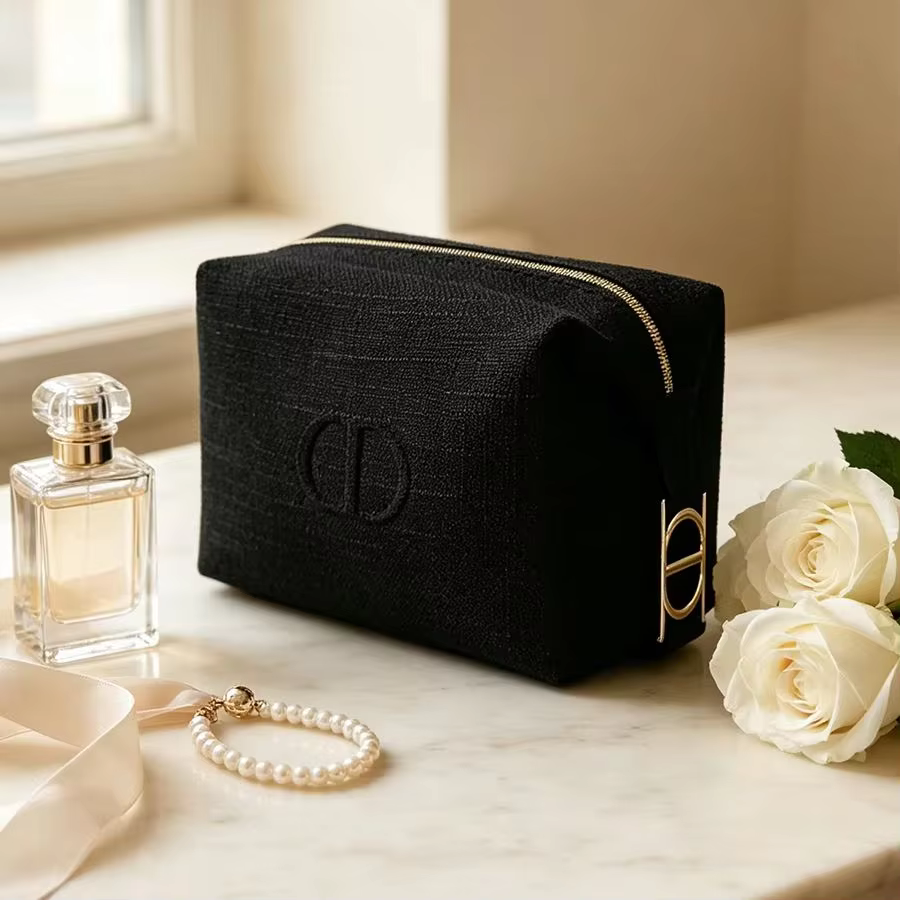 Dior Dior’s bag Minimalist Black Canvas Zipper Mini Storage Bag With Embroidery Logo Unisex Portable Travel Wash Organizer For S - AliExpress 66