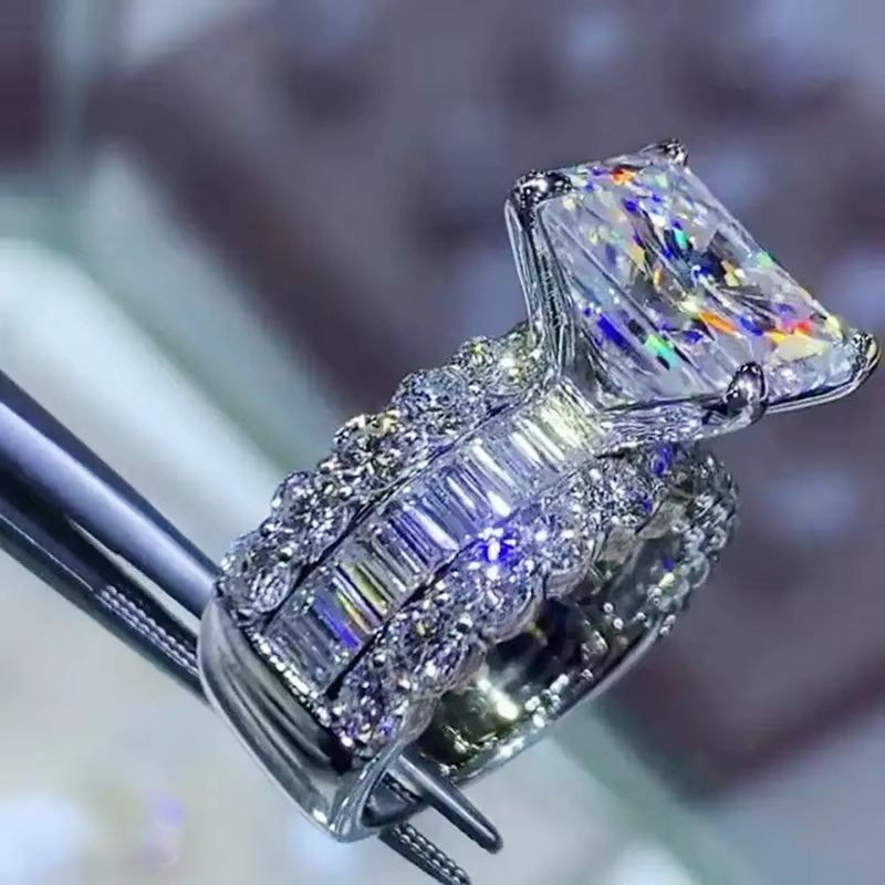 Huitan Gorgeous Princess Square Zirconia Ring Female Luxury Wedding Band Accessories Fashion Women Proposal Finger Jewelry Gift - AliExpress 36